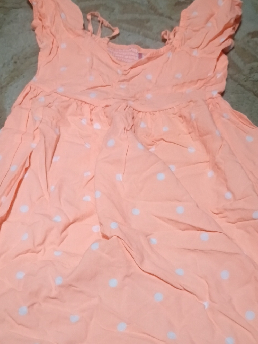 Peach Polka Dot Sleeveless Summer Dress